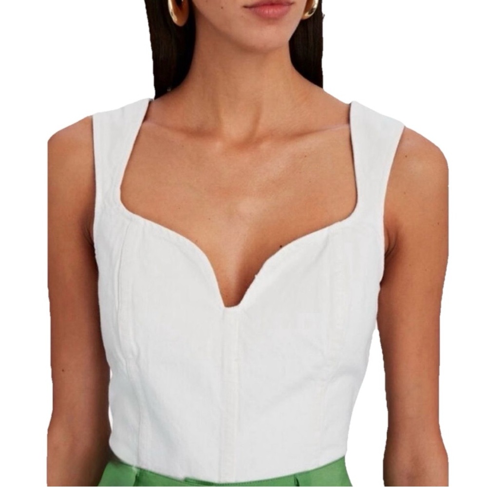 Mara Hoffman Cropped Corset Milla Denim Top Women’s White Size 8